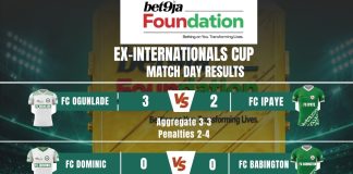 Bet9ja Foundation Ex-Internationals Cup: Ipaye Book Quarter-Final Spot as Odiaka Exit