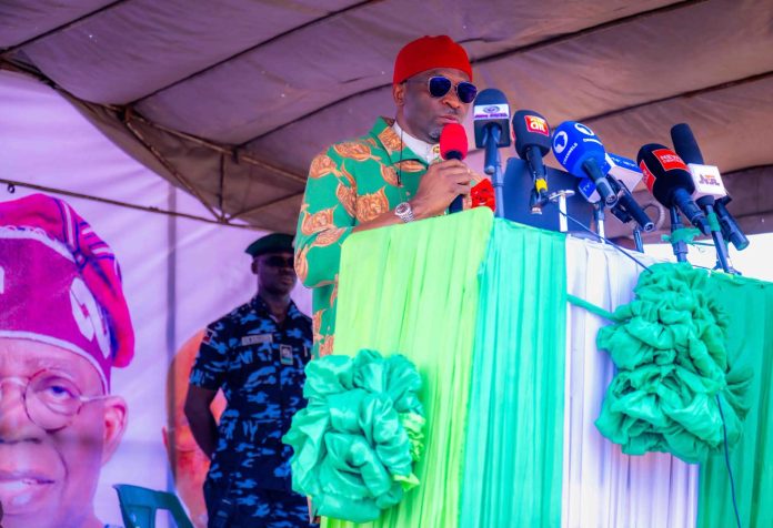 Deputy Speaker, Rt. Hon. Benjamin Okezie Kalu, PhD, CFR, delivering his remarks